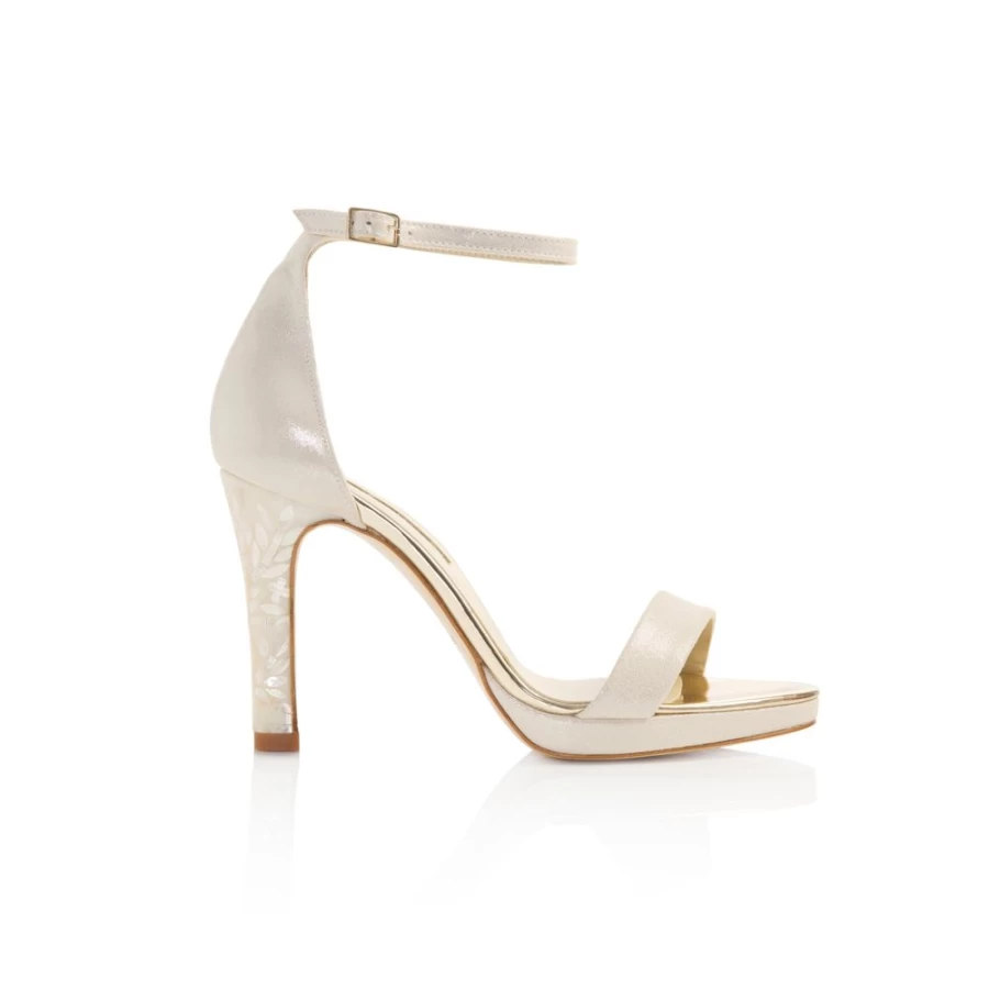 Freya Rose Women's Fefe Bloom Champagne Pearl Heeled Sandals