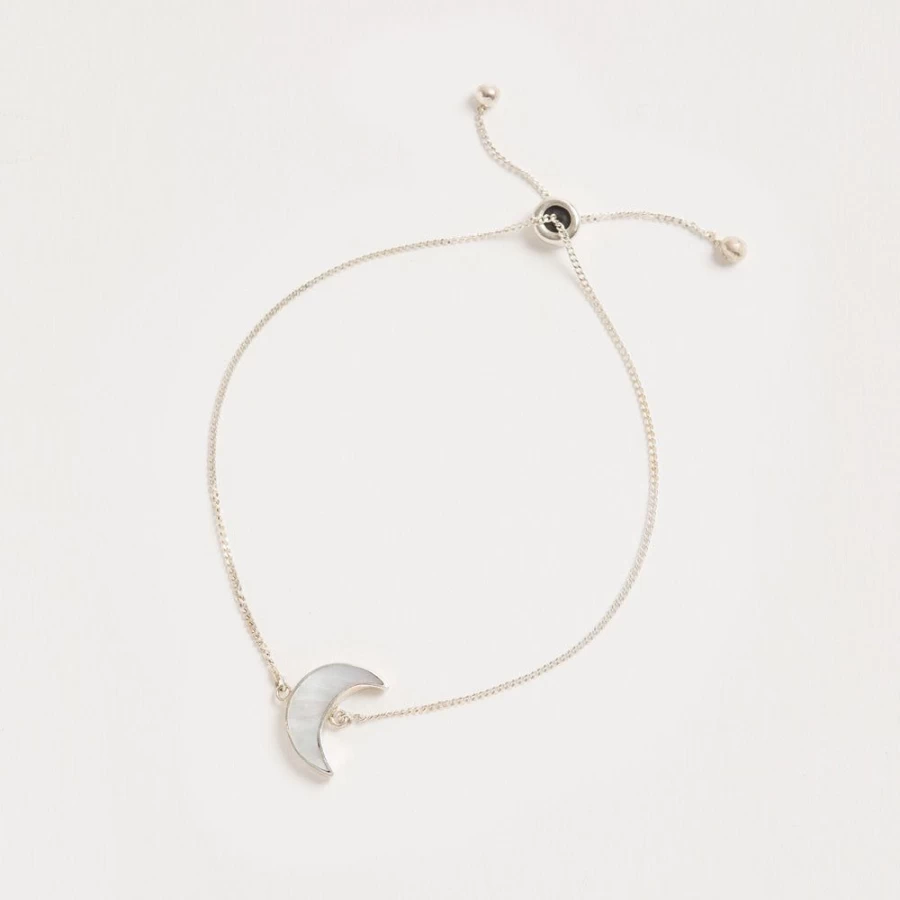 Freya Rose Adjustable Silver Moon Charm Bracelet for Women