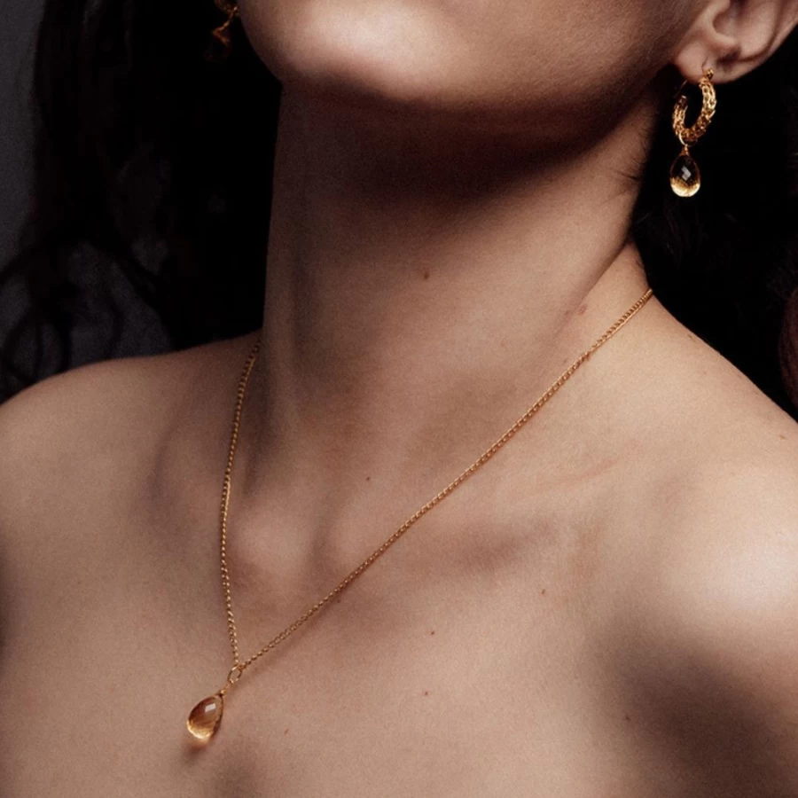 Freya Rose Women's Citrine Charm Necklace - Elegant Gemstone Jewelry
