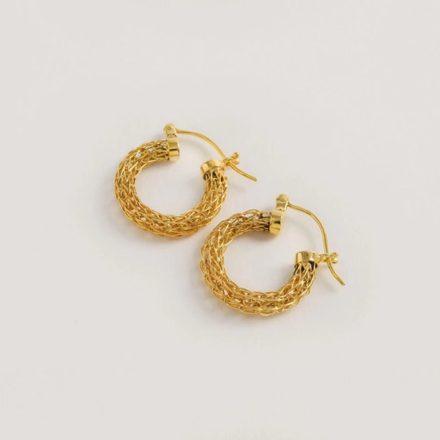 Freya Rose Women's Mini Hoops - Elegant Woven Earrings for Women