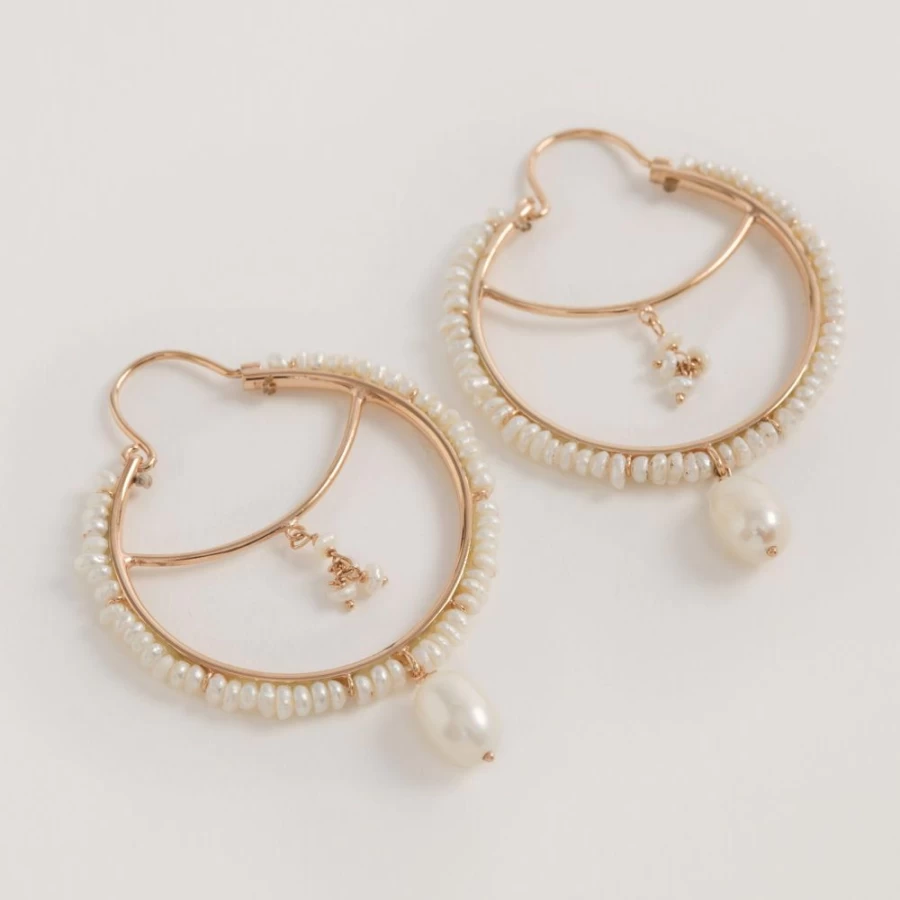 Freya Rose Pearly Drop Hoops for Women - Elegant Pearl Earrings