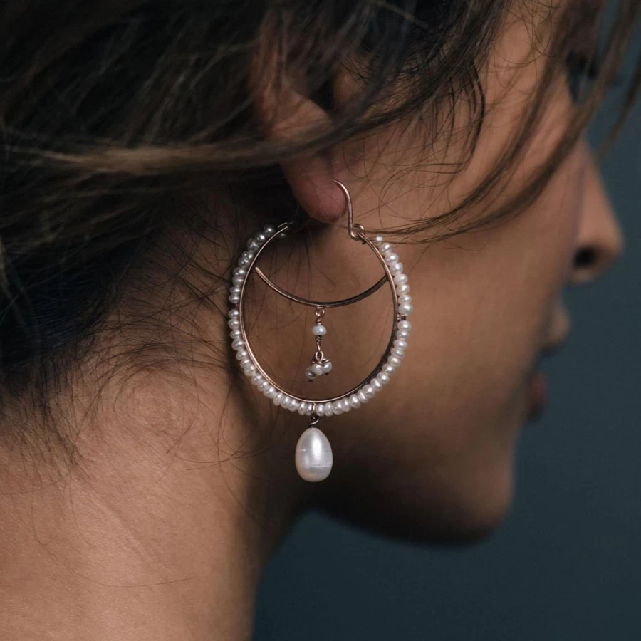 Freya Rose Pearly Drop Hoops for Women - Elegant Pearl Earrings