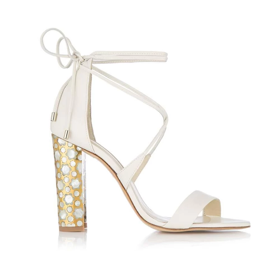 Freya Rose Women's Soraya Ivory-Pearl Heeled Sandals - Elegant Pearl Embellished Wedding Shoes