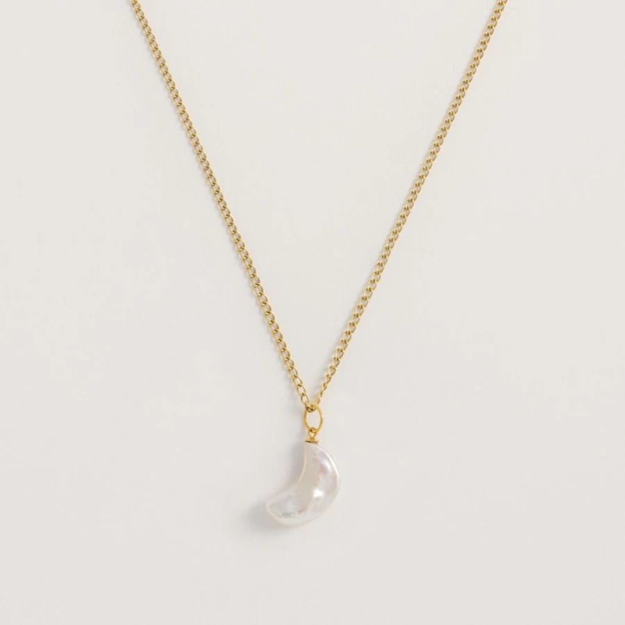 Freya Rose Women's Moon Pearl Necklace in 22K Gold Vermeil