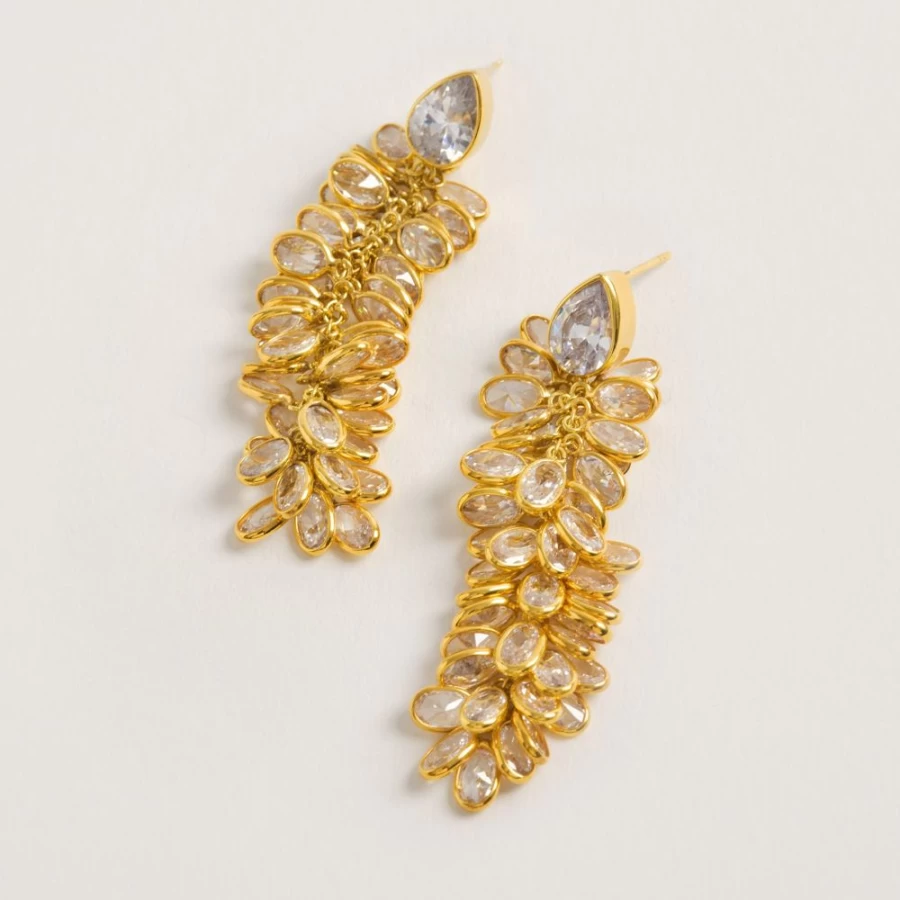 Freya Rose Women's Gold Crystal Long Drop Earrings